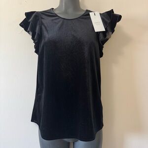 Only Black Velvet Ruffle Blouse